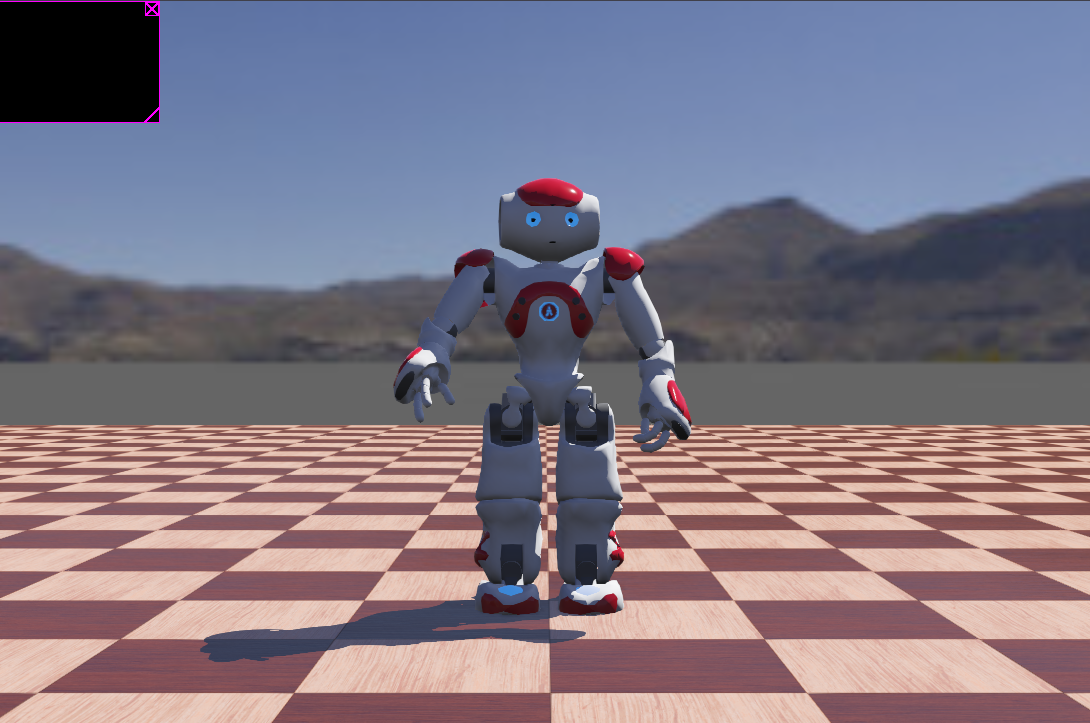 Webots simulation screenshot of NAO robot